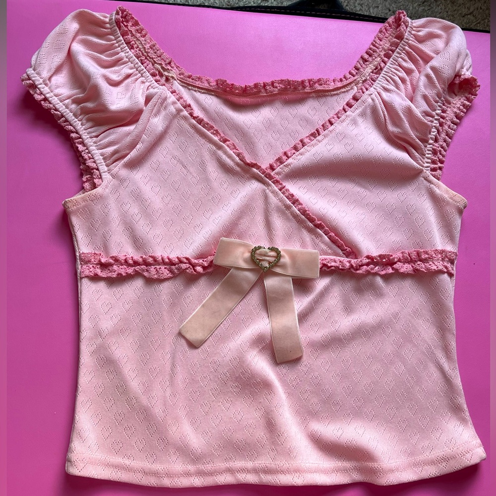 Y2K Pink Princess Sleeve Top